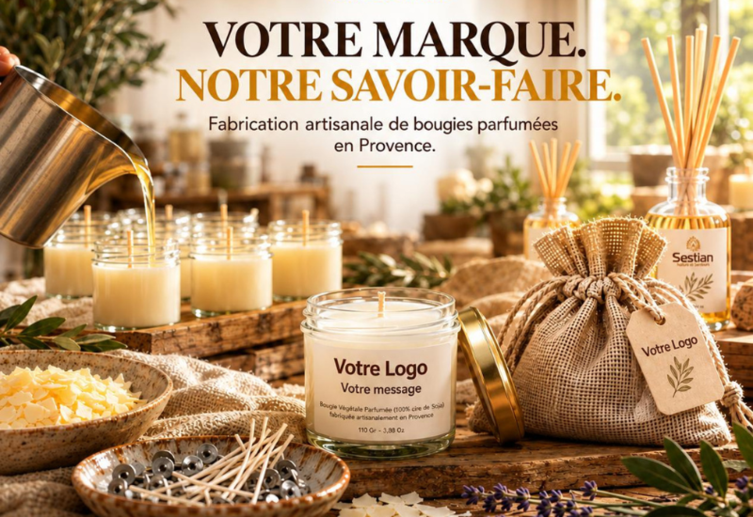 Bougies personnalisées et marque blanche en Provence