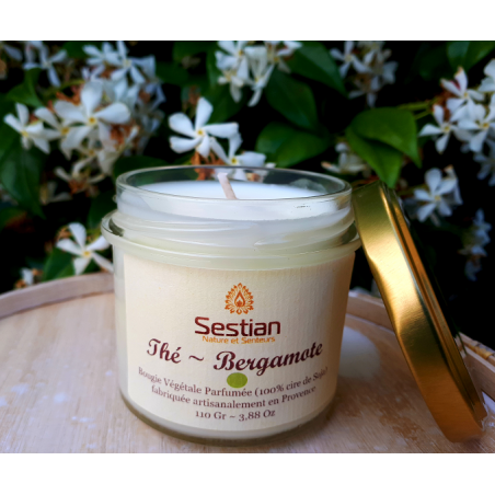 Bougie naturelle Parfumée "Thé ~Bergamote" 110