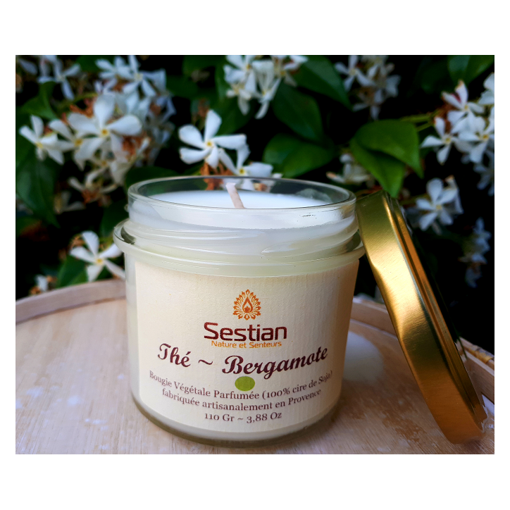 Bougie naturelle Parfumée "Thé ~Bergamote" 110