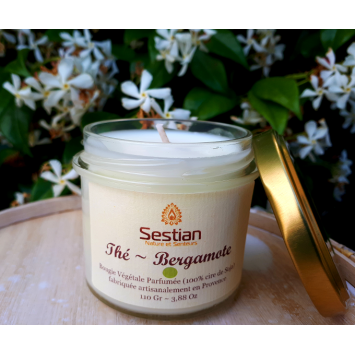 Bougie naturelle Parfumée "Thé ~Bergamote" 110