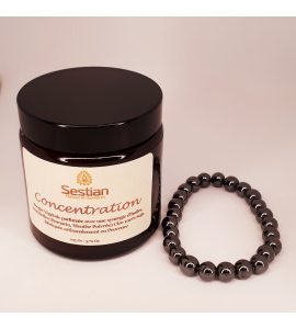 Coffret Cadeau Bougie Synergie Concentration + Bracelet Hématites