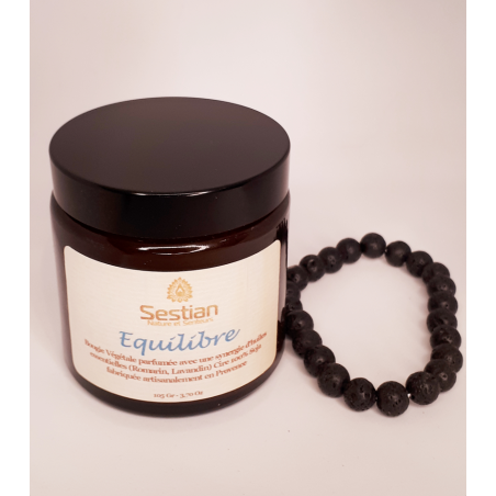 Coffret Cadeau Bougie Synergie Equilibre + Bracelet Pierres de Lave