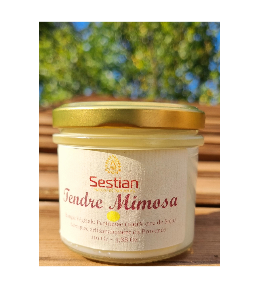 Bougie végétale Tendre Mimosa - Gamme S 28 heures de brûle