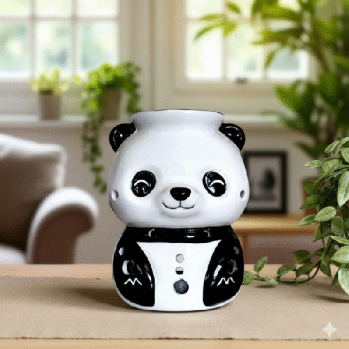 Brûleur de senteurs Panda en céramique diffusant des huiles essentielles ou cire parfumée