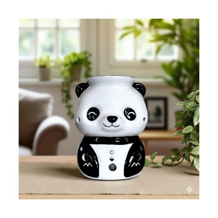 Brûleur de senteurs Panda en céramique diffusant des huiles essentielles ou cire parfumée