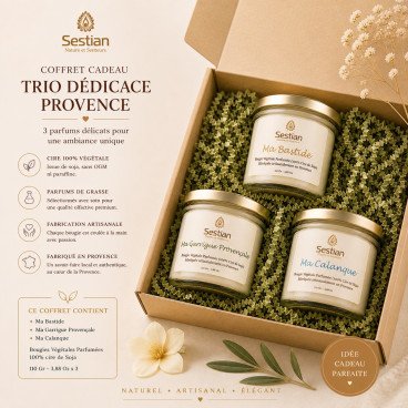Coffret Cadeau Bougies naturelles parfumées Dédicace Provence