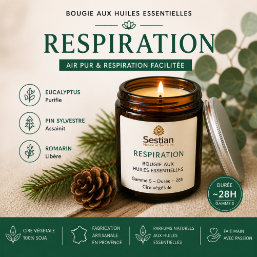 Bougie végétale parfumée Synergie Respiration