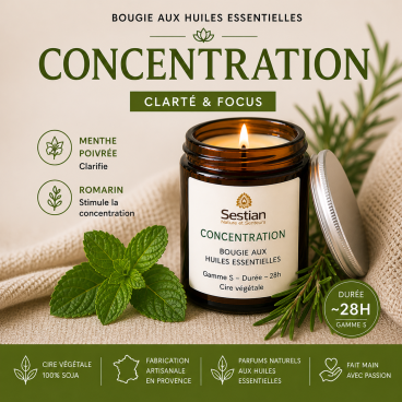 BOUGIE CONCENTRATION - Huiles essentielles