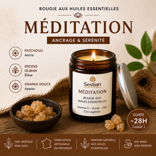 BOUGIE MEDITATION - Huiles essentielles