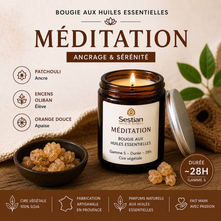 BOUGIE MEDITATION - Huiles essentielles