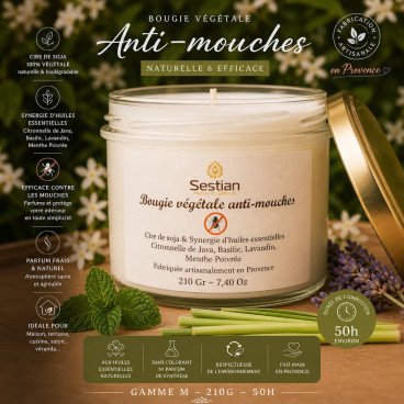 Bougie naturelle anti-moustiques 50 heures