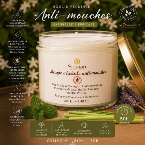 Bougie naturelle anti-moustiques 50 heures