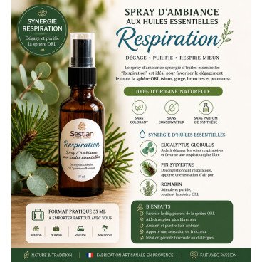 Spray d'ambiance huiles essentielles Respiration