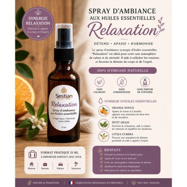 Spray d’ambiance “Relaxation” – 55 ml Détend • Apaise • Harmonise