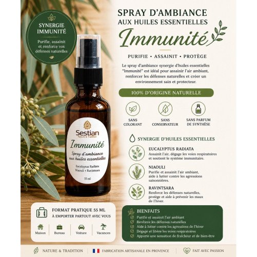 Spray d’ambiance “Immunité” – 55 ml Purifie • Assainit • Protège