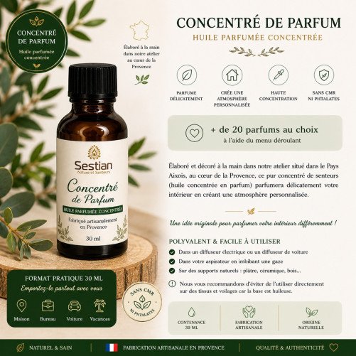Concentré de parfum – 30 ml
Huile parfumée concentrée • Intense • Polyvalente