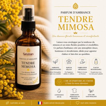 Parfum d’ambiance Tendre Mimosa – 100ml Spray Parfum Maison - Floral, doux et lumineux