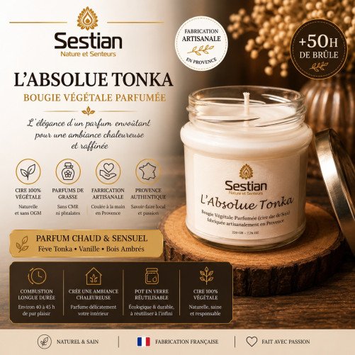 Bougie naturelle parfumée Absolue Tonka Gamme M