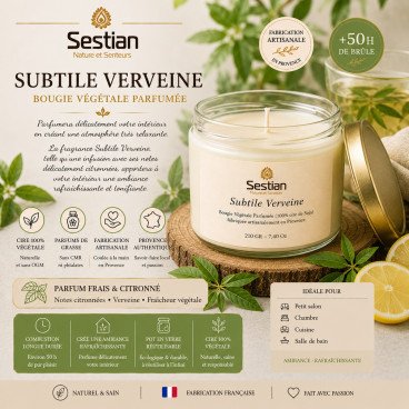 Bougie naturelle parfumée Subtile Verveine 210 Gr