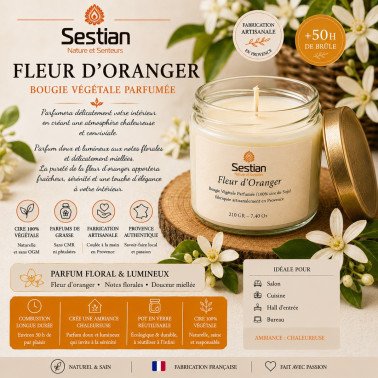 Bougie Naturelle Parfumée Fleur d'Oranger Gamme M