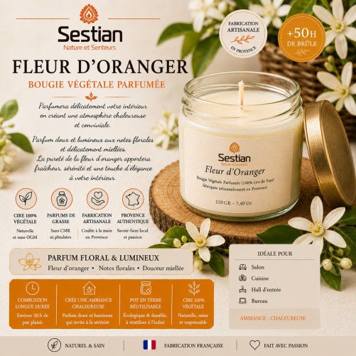 Bougie naturelle parfumée Fleur d'Oranger Gamme M