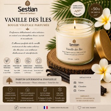 Bougie naturelle parfumée Vanille des Iles Gamme M