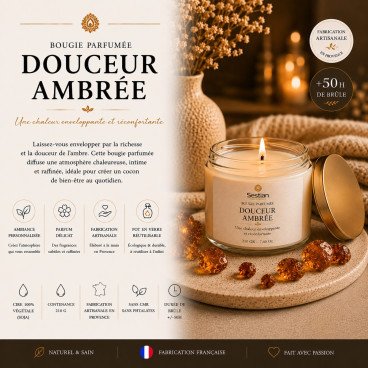 Bougie naturelle parfumée Douceur Ambrée Gamme M