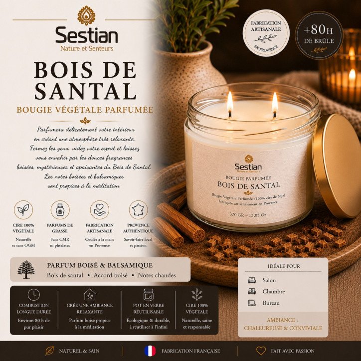 Bougie naturelle parfumée Ballade en Sous Bois 370 Gr XL