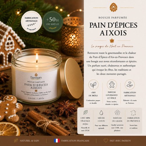 Bougie naturelle parfumée Pain d’Épices Aixois Gamme M