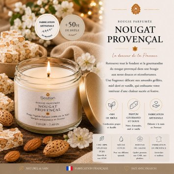 Bougie végétale parfumée Nougat Provençal 210g – Chaleureuse et gourmande
