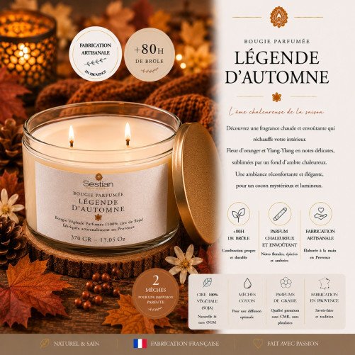 Bougie naturelle parfumée Absolue Tonka XL 2 mèches