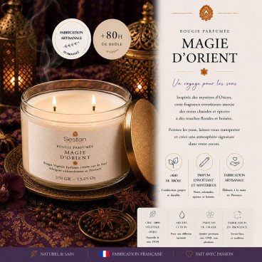 Bougie naturelle parfumée Magie d'Orient XL 2 mèches