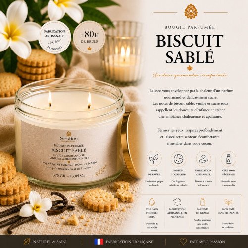 Bougie naturelle parfumée Fleur de Tiaré 370 Gr XL