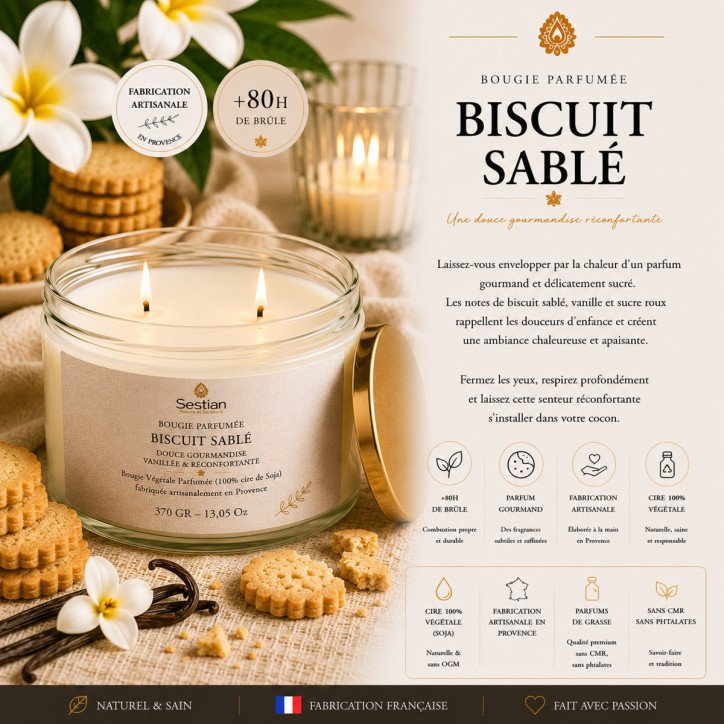 Bougie naturelle parfumée Fleur de Tiaré 370 Gr XL