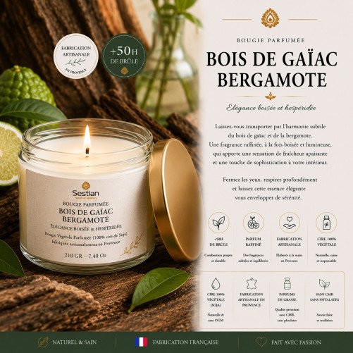 Bougie naturelle parfumée Fleur de Tiaré 210 Gr