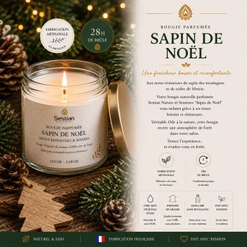 Bougie végétale parfumée Sapin de Noël 110g – Ambiance boisée & réconfortante