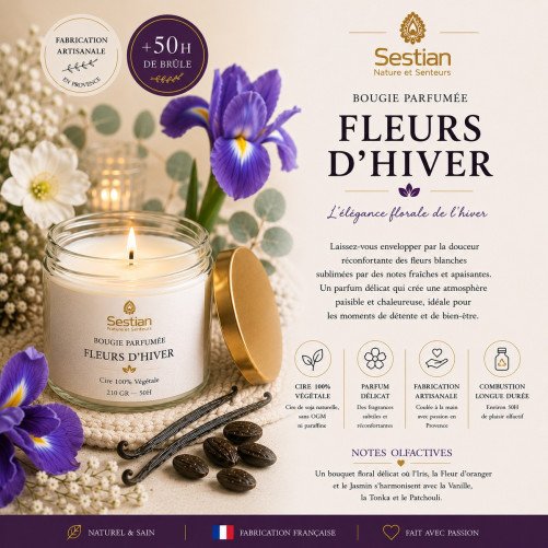 Bougie naturelle parfumée Fleur de Tiaré 210 Gr