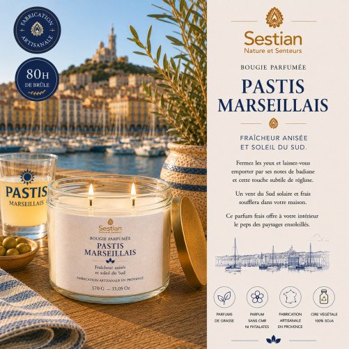 Bougie naturelle parfumée Fleur de Tiaré 370 Gr XL