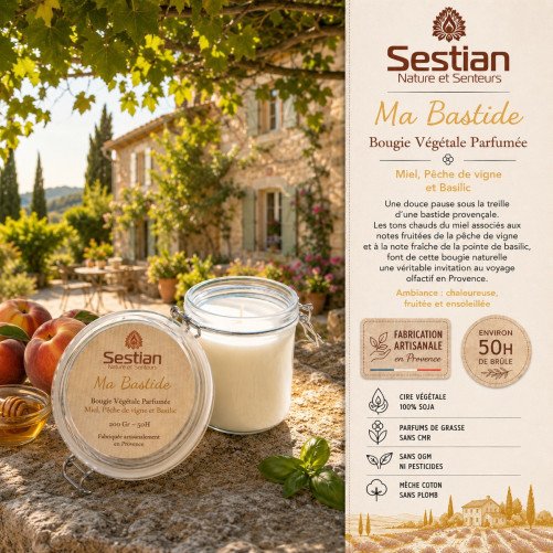 Bougie naturelle parfumée Dédicace Provence : Ma Bastide
