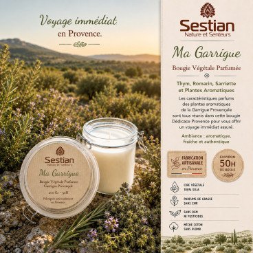 Bougie naturelle parfumée Dédicace Provence : Ma Garrigue Provençale