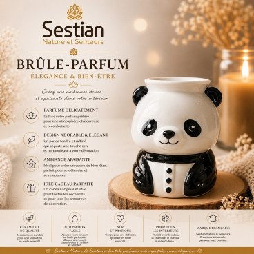 Brûle-parfum Panda en céramique Sestian Nature & Senteurs ambiance zen premium