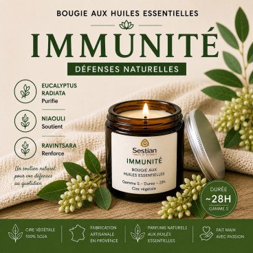 Bougie Immunité huiles essentielles – air pur naturel 28h