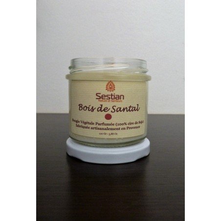 Bougie végétale parfumée Bois de Santal 110g – Relaxante et chaleureuse