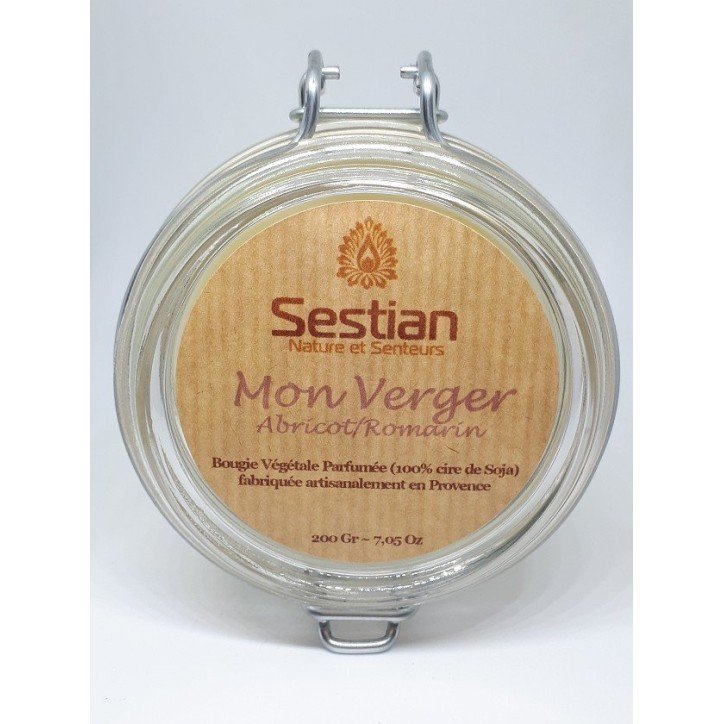 Bougie Naturelle  Parfumée Dédicace Provence : Mon Verger  Abricot-Romarin