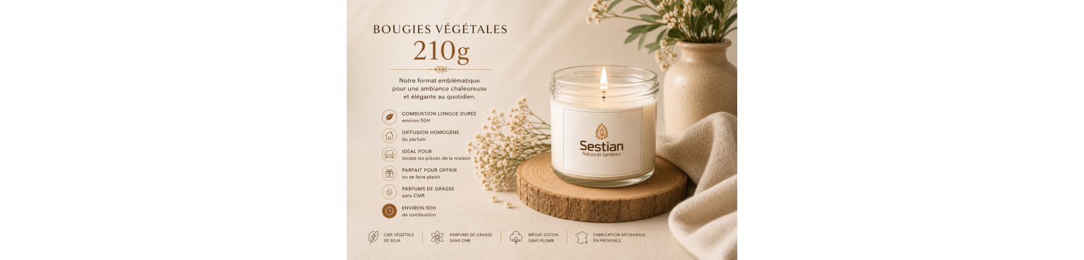Bougies Végétales 210g